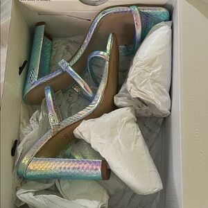Aldo Iridescent Snake-Print Heels